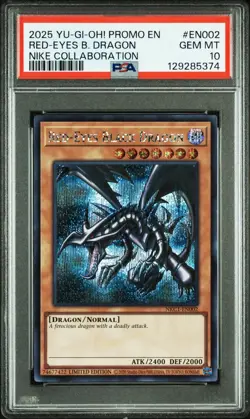 PSA 10 Yugioh Red-Eyes Black Dragon Nike Worlds Promo NKC1-EN002 Collaboration - Image 1