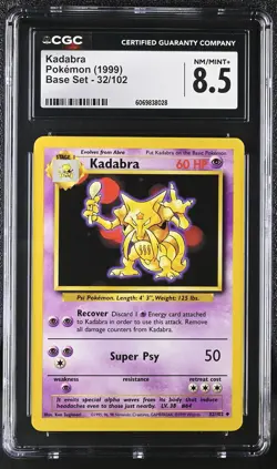 CGC 8.5 Kadabra 1999 Base Set 32/102 Graded Pokemon Card - Image 1