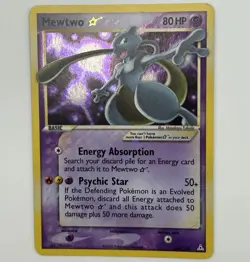 Mewtwo Gold Star 103/110 EX Holon Phantoms Pokemon Card Ungraded Moderate Play - Image 2