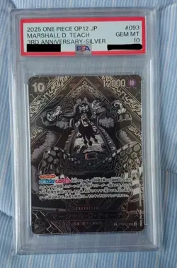 PSA10 Teach OP09-093 3rd Anniversary Limited Card Silver Parallel One Piece Card - Image 1
