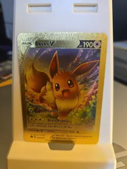 Eevee V Basic Gold Foil Pokemon Fan Art Card Hp 190 Full Art Swsh065 - Image 1