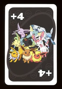 Eevee Evolutions +4 Draw Four Pokemon Mattel Orig. Japanese UNO Card Near Mint - Image 1