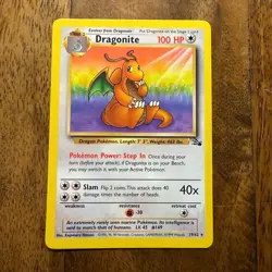 Dragonite Pokemon Card Non-Holo Rare Fossil Set #19/62 Near Mint - Image 1