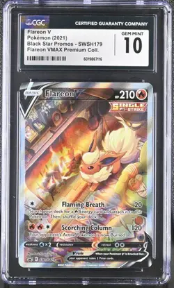 CGC 10 FLAREON V SWSH179 VMAX PREMIUM COLLECTION BLACK STAR PROMO POKEMON - Image 1