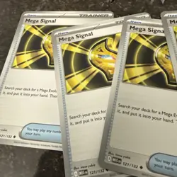 4x Mega Evolution English: Mega Signal #121/132 Pokemon TCG PLAYSET + 1 holo - Image 3