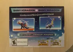 Pokemon Scarlet And Violet Serial Codes Shiny Koraidon or Miraidon UNSCRATCHED! - Image 1
