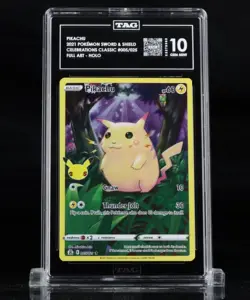 PIKACHU FULL ART 2021 POKEMON CELEBRATIONS 005/025 TAG 10 GEM MINT SWORD SHIELD - Image 1