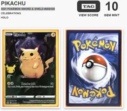 PIKACHU FULL ART 2021 POKEMON CELEBRATIONS 005/025 TAG 10 GEM MINT SWORD SHIELD - Image 3