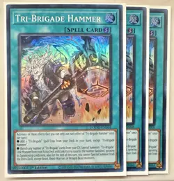 Yugioh! 3x Tri-Brigade Hammer DOOD-EN068 Super Rare 1st Ed NM - Image 1