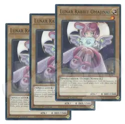 Yugioh - Lunar Rabbit Omajinai x 3 - 1st Edition NM - Plus Free Holo Card - Image 1
