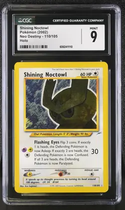 CGC 9 MINT Shining Noctowl 2002 Neo Destiny 110/105 Holo Pokemon Card - Image 1