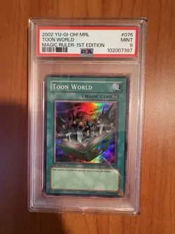 PSA 9 MINT Toon World MRL-076 Super Rare 1st Edition Yugioh Card - Image 1