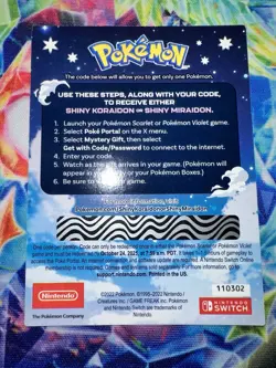 Shiny Koraidon or Shiny Miraidon Code Card - Image 2