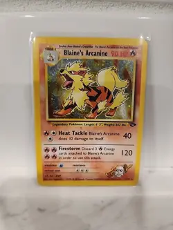 Blaine's Arcanine 1/132 Pokemon Gym Challenge Unlimited Holo Rare Card LP - Image 1