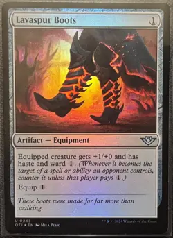 MTG Outlaws of Thunder Junction Lavaspur Boots Foil (Uncommon) - Image 1