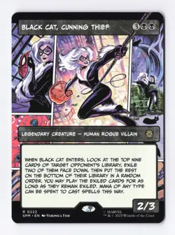 Black Cat, Cunning Thief (Borderless) 0222 (R) MTG Marvel's Spider-Man (SPM) - Image 1
