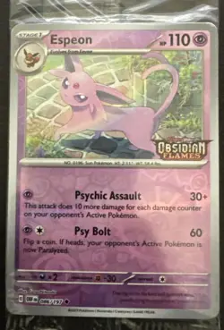 Espeon Obsidian Flames Pokemon Stamped Promo 086/197 ￼Reverse Holo Sealed - Image 1