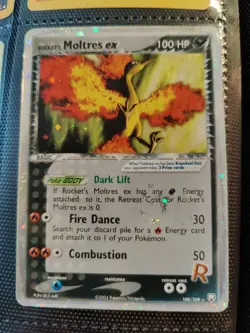 Pokemon TCG Rocket's Moltres ex 100/109 EX Team Rocket Returns Set Ultra Rare HP - Image 1