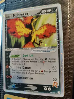 Pokemon TCG Rocket's Moltres ex 100/109 EX Team Rocket Returns Set Ultra Rare HP - Image 2