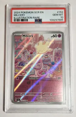 Pokemon Milcery 152/142 2024 Stellar Crown Illustration Rare - PSA 10 - Image 1
