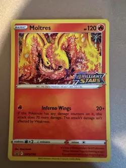 Moltres SWSH185 Stamped Brilliant Stars variant Pokemon TCG NM black star - Image 1