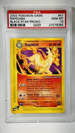 2002 Pokemon Game, Rapidash Black Star Promo #51 Psa 10 Low Stock - Image 1