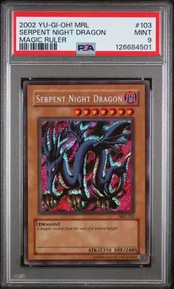 2002 Yu-Gi-Oh! Serpent Night Dragon MRL-103 Secret Rare PSA 9 Vintage Original - Image 1