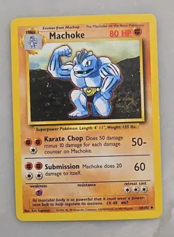 Machoke Base Set Pokemon Card 1999 LP 34/102 Rare Non Holo - Image 1