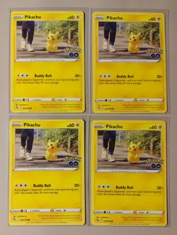 4x Pikachu 027/078 Pokemon GO card common NM - Image 1