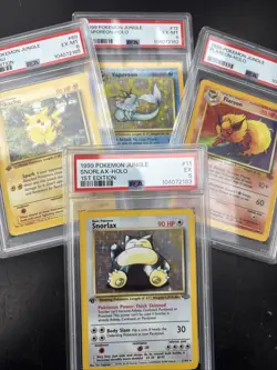 Lot Of 4 PSA Graded Jungle Pokemon Cards Flareon Vaporeon Holo Snorlax 1st Ed - Image 1