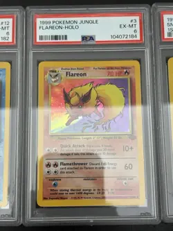 Lot Of 4 PSA Graded Jungle Pokemon Cards Flareon Vaporeon Holo Snorlax 1st Ed - Image 2