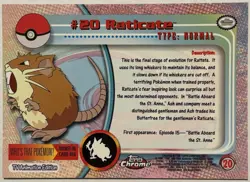 RATICATE #20, Series 1 - 2000, Topps TV Chrome Pokemon Card - Image 4