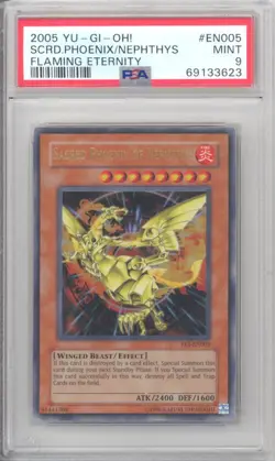 PSA 9 - Yu-Gi-Oh Card - FET-EN005 - SACRED PHOENIX OF NEPTHTHY'S (ultra) - MINT - Image 1