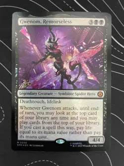 Prerelease FOIL GWENOM, REMORSELESS mtg Spider-Man Mythic PROMO - Image 3