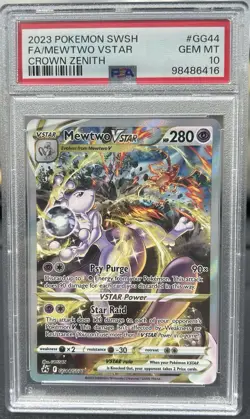 2023 POKEMON SWORD & SHIELD CROWN ZENITH #GG44 FULL ART/MEWTWO VSTAR PSA 10 - Image 1