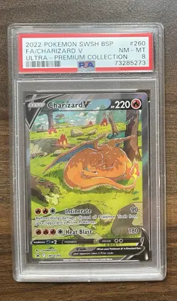 2022 Pokemon SWSH BSP FA/CHARIZARD V ULTRA - PREMIUM COLLECTION #260 PSA 8 - Image 1