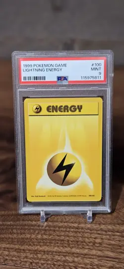 1999 POKEMON GAME BASE SET 100 LIGHTNING ENERGY PSA 9 MINT - Image 1