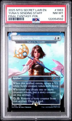 2025 MTG Secret Lair Final Fantasy FFX EN Yuna’s Sending Staff Foil PSA 8 NM - Image 1