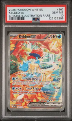 2025 POKEMON WHT EN-WHITE FLARE SPECIAL ILLUSTRATION RARE #167 KELDEO EX PSA 10 - Image 1
