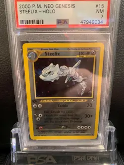 PSA 7 1st Edition Holo Steelix WOTC Neo Genesis Pokemon Card 15/111 - Image 1
