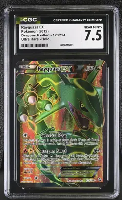 CGC 7.5 Rayquaza EX 2012 Dragons Exalted 123/124 Ultra Rare Holo Pokemon Card - Image 1