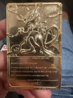 Pokemon 23K Gold Plated Mewtwo Trading Card 1999 Burger King Limited Edition - Image 1