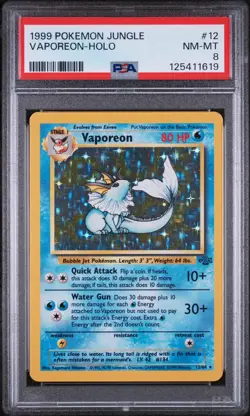 1999 Pokemon Jungle Vaporeon Holo PSA Grade 8 #12 Card - Image 1