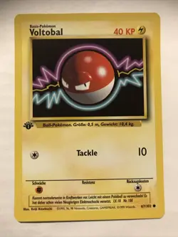 Pokemon TCG Voltorb VOLTOBAL Base Set 67/102 Regular 1st Edition Common GERMAN - Image 1