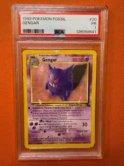 1999 POKEMON FOSSIL #20 GENGAR PSA 1 - Image 1
