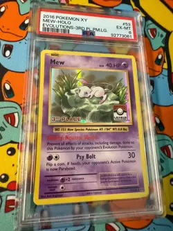 2016 Pokemon Evolutions 3rd Place League Challenge Mew #53 PSA 6 - Image 3