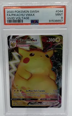 2020 POKEMON SWSH VIVID VOLTAGE Pikachu VMAX #044/185 PSA 9 MINT - Image 1