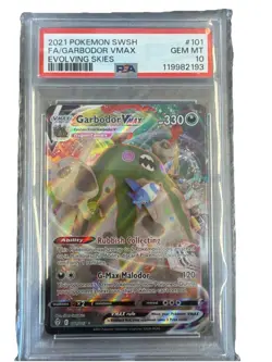 2021 Pokemon Sword & Shield Evolving Skies #101 Garbodor Vmax Full Art PSA 10 🔥 - Image 1
