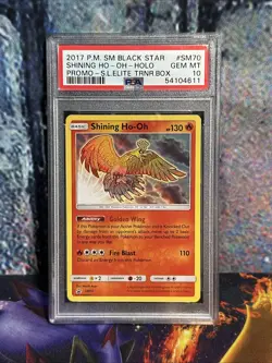 2017 POKEMON SM BLACK STAR PROMO #SM70 SHINING HO-OH-HOLO PSA 10 - Image 1