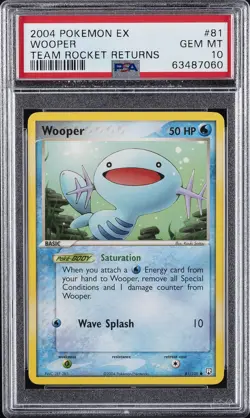 2004 POKEMON EX TEAM ROCKET RETURNS #81 WOOPER PSA 10 - Image 1